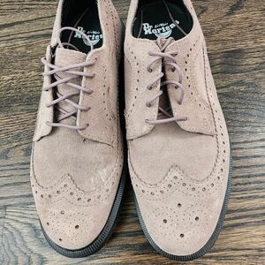 Dr. Martens Womens Suede Brogue Shoes - Light Brown